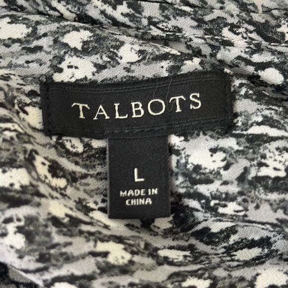 Talbots Top Large Lightweight Flowy Henley Gray & Black - Picture 12 of 12